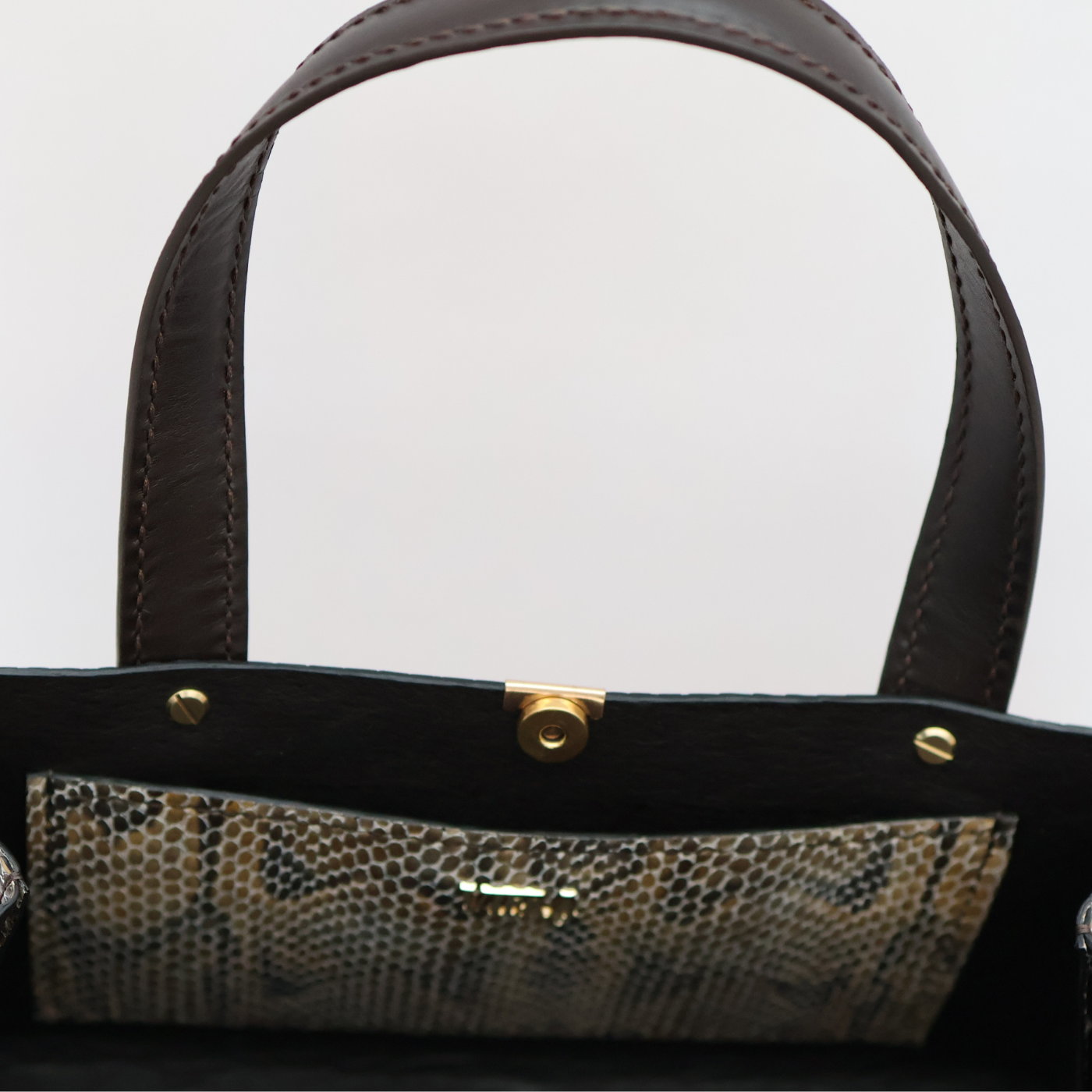 Leather Snakeskin Pattern Handbag