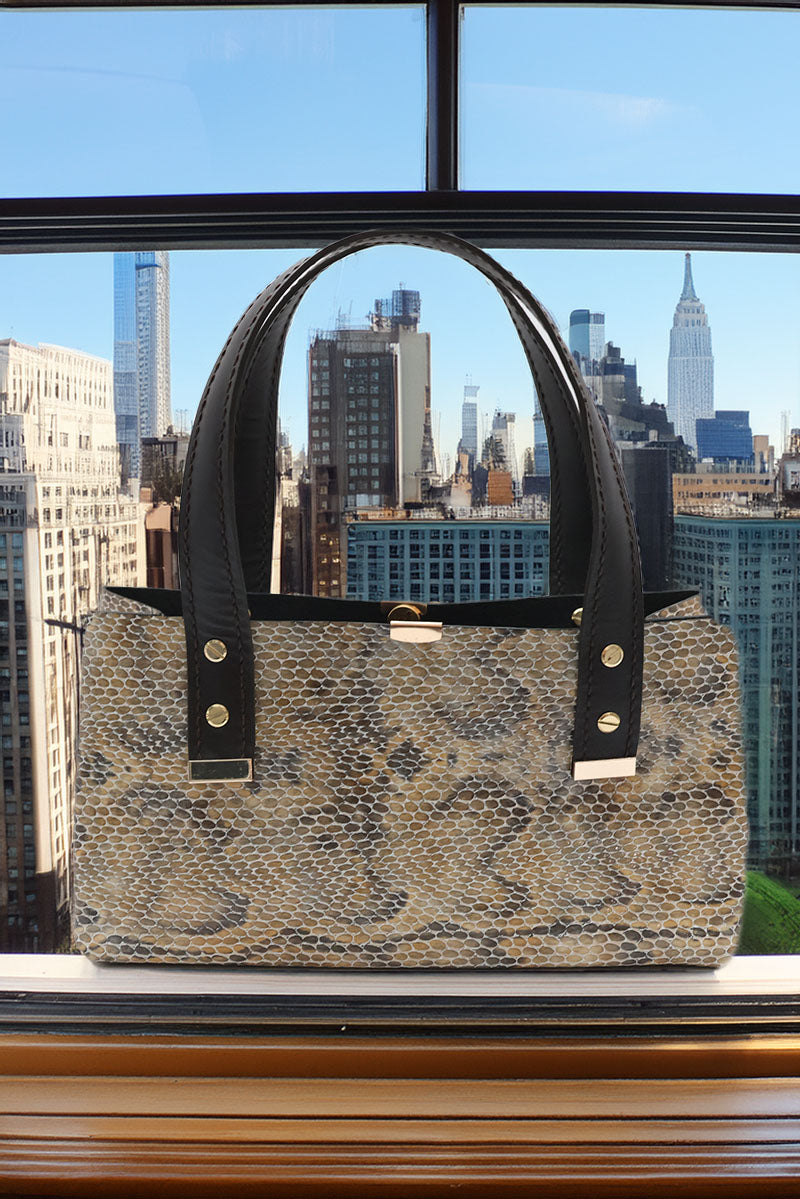 Leather Snakeskin Pattern Handbag
