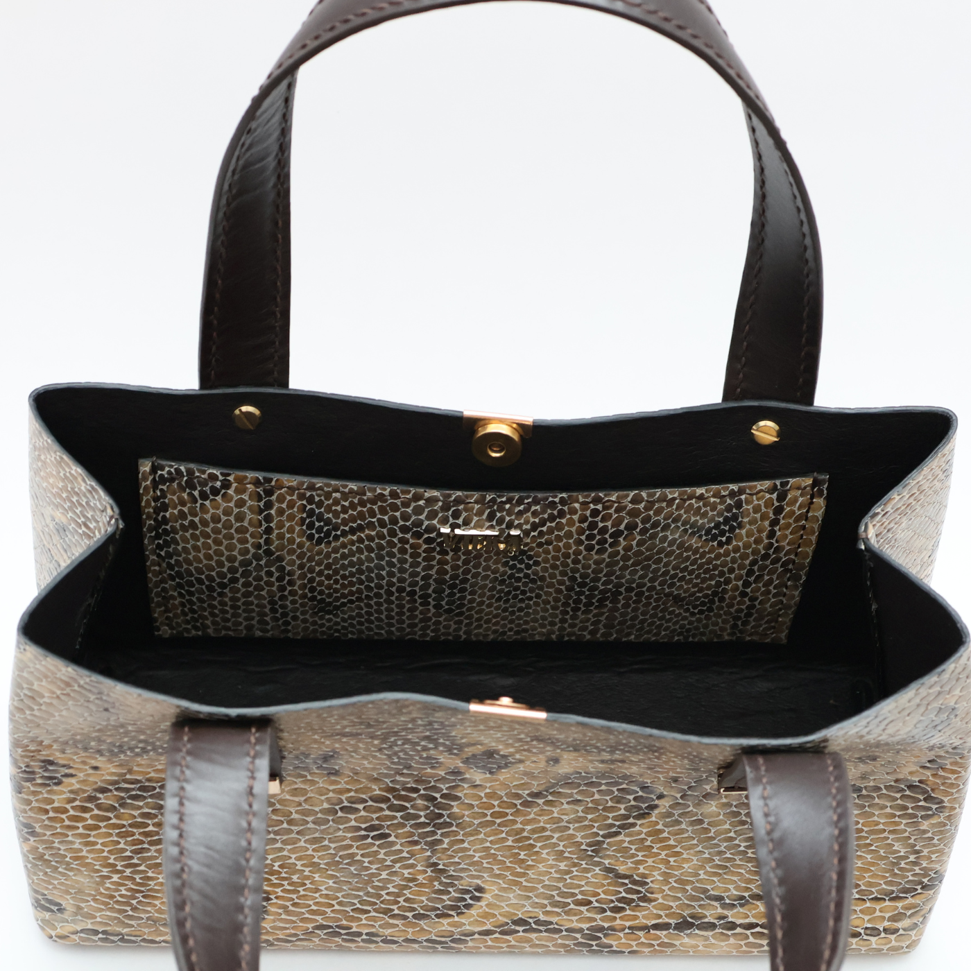 Leather Snakeskin Pattern Handbag