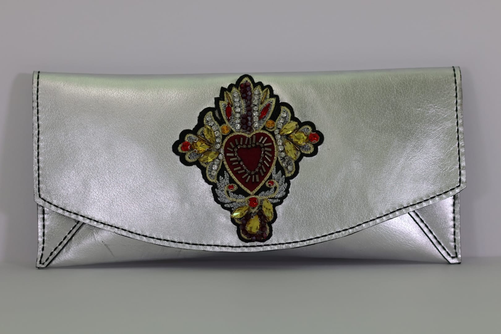 Silver Italian Leather - Envelope