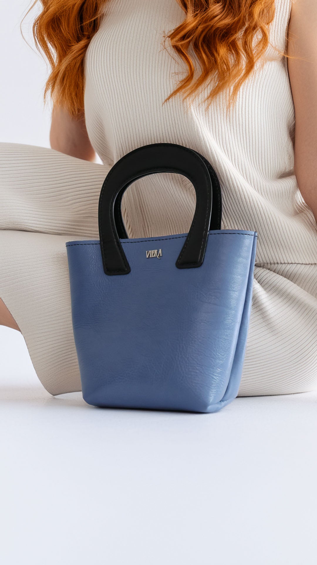 Light Blue Leather Tote Bag II Edition