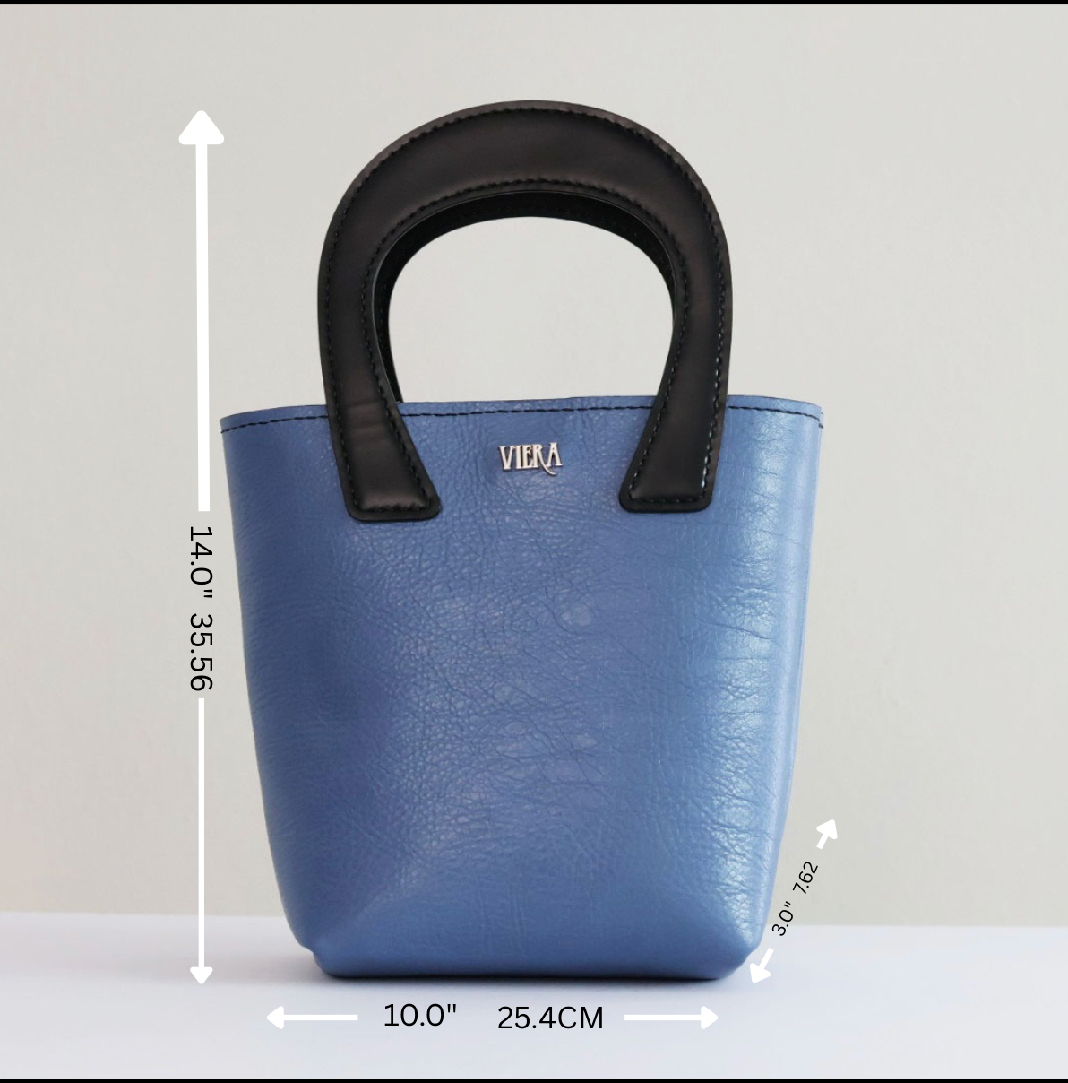Light Blue Leather Tote Bag II Edition