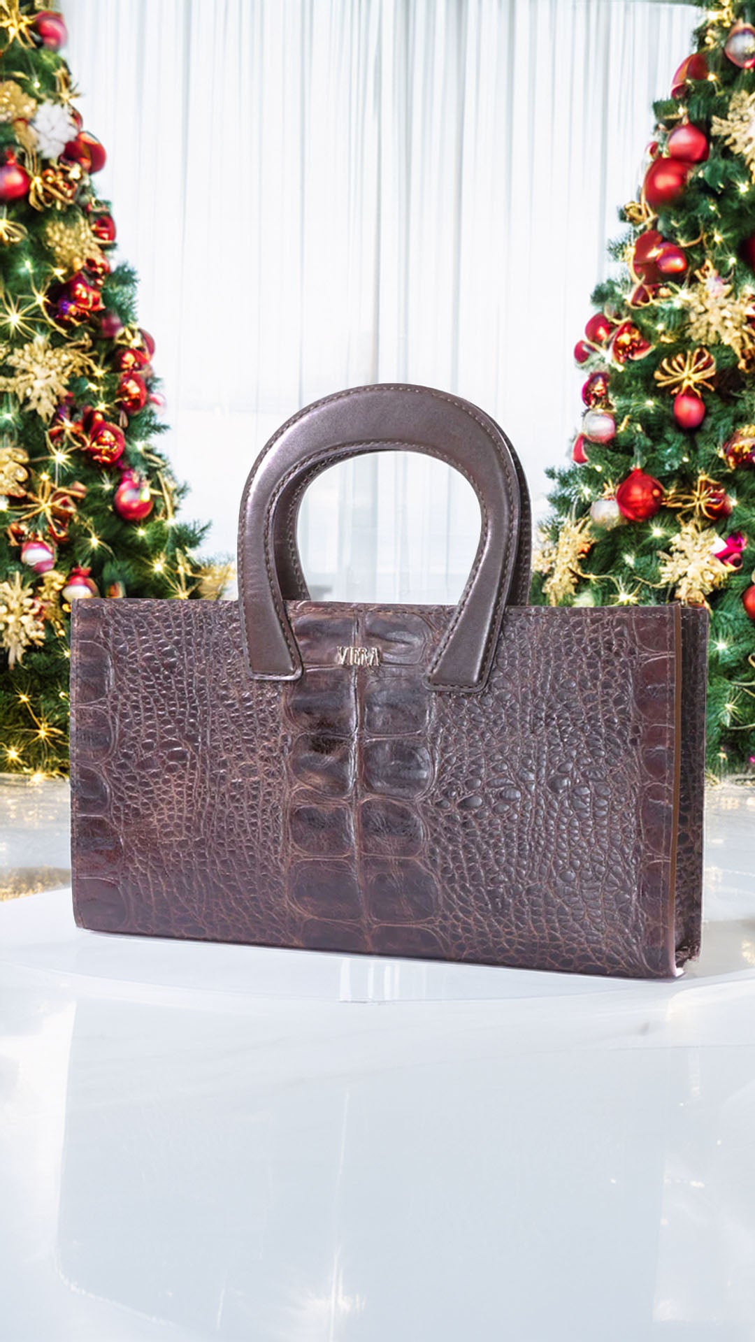 क्रोक टोट बैग (भूरा)