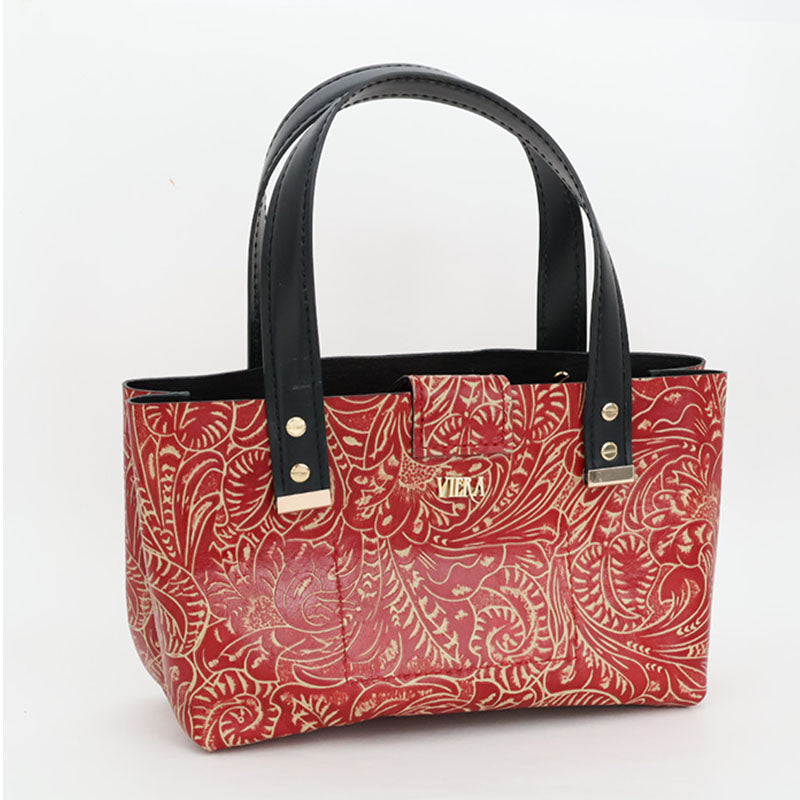 Boho-leather mini Tote Bag