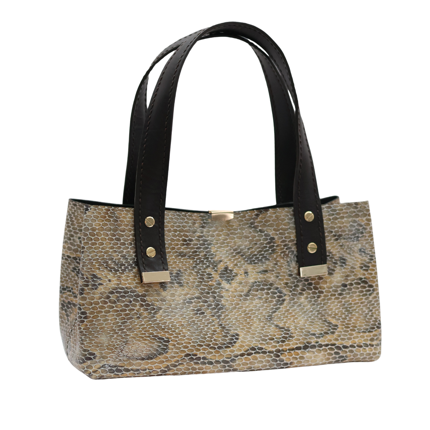 Leather Snakeskin Pattern Handbag