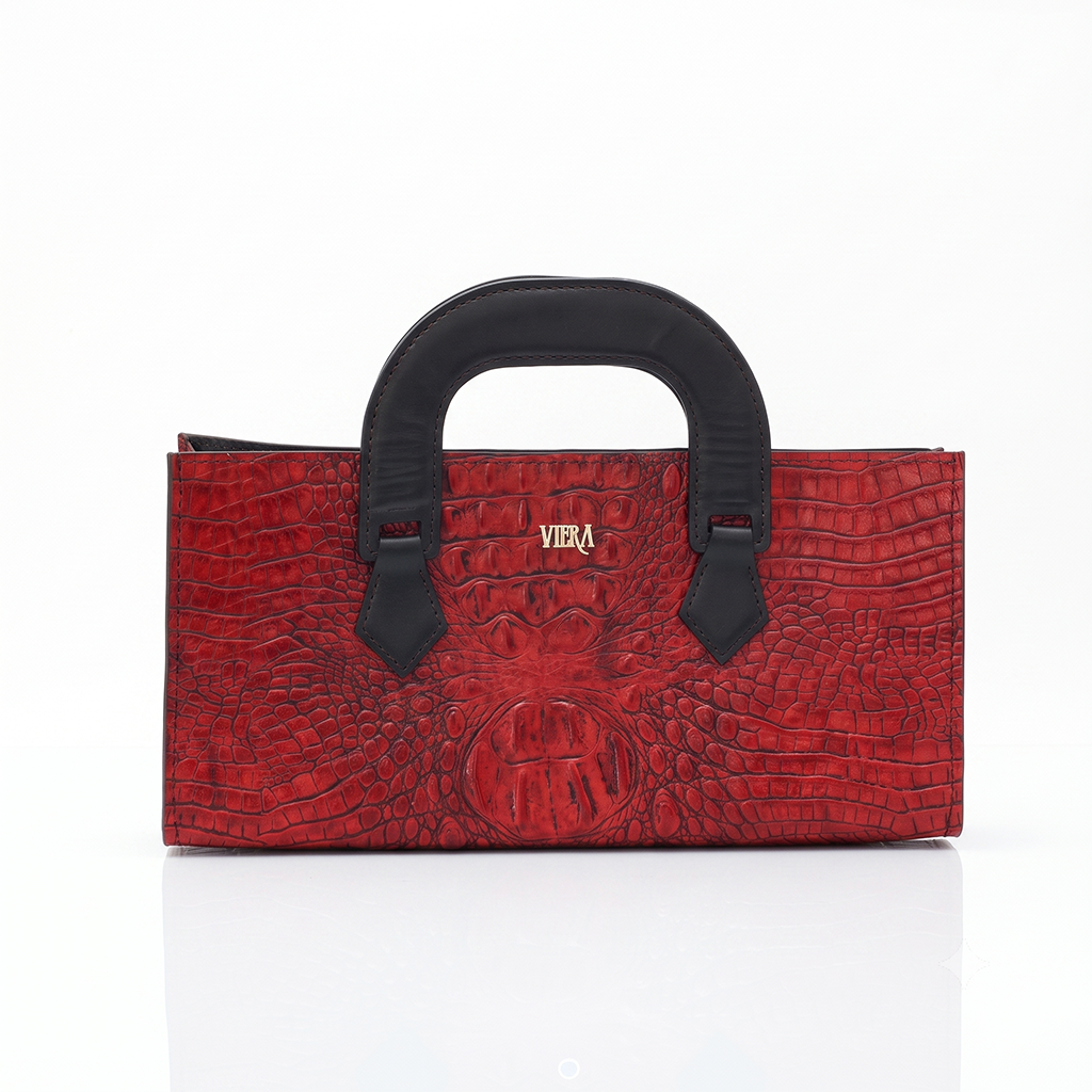 Red Crocodile Leather - Medium Tote Bag