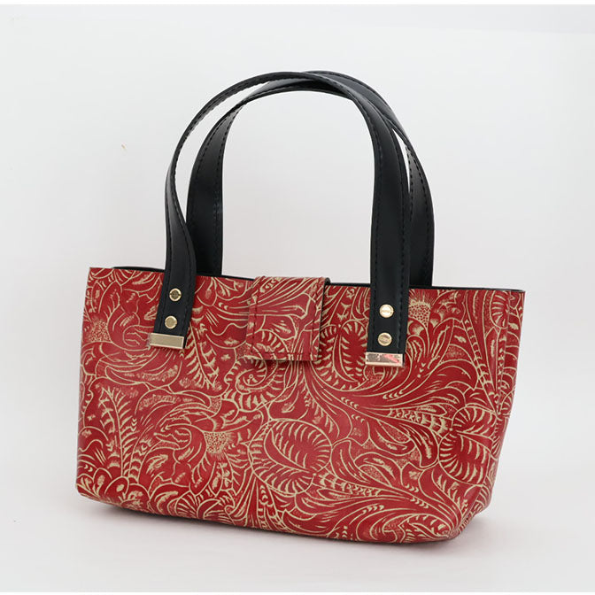 Boho-leather mini Tote Bag